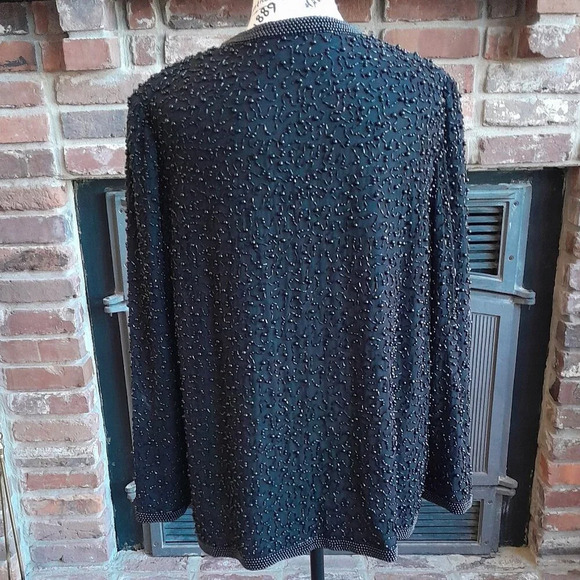 Cote d'Azur Vintage Evening Silk Beaded Jacket - Picture 5 of 6